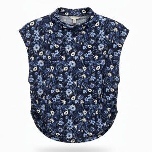 3/$25 NWT Women’s Blue Floral Halter Top with Ruched Sides – Size Large